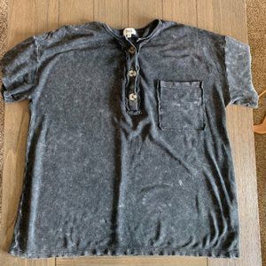 BKE Washed Henley Black/Dark Gray Size XL